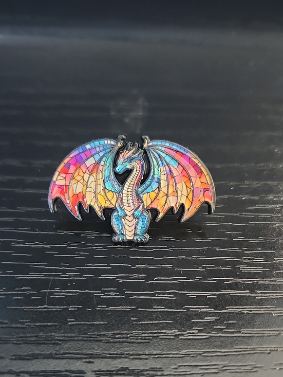 Jewelry - Rainbow Mosaic Dragon Enamel Pin